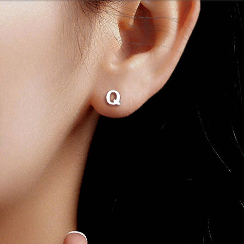 Perimade & Co. LLC - Wholesale Stud/Post Earrings - Dainty Initial Letter Stud Earrings in 925 Sterling Silver16