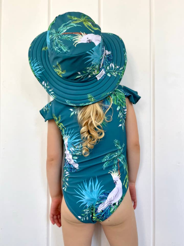 Tribe Tropical - Wholesale Swim Cap - Kids & Baby - Wide Brim Swim Hat (unisex) - Hamilton Island1