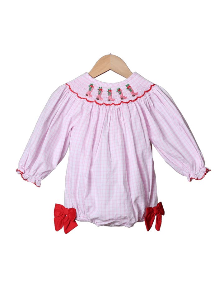 The Smocked Flamingo - Wholesale Bodysuit (Non-Footed) - Baby - Smocked Christmas Cowboy Boots Bishop Bubble