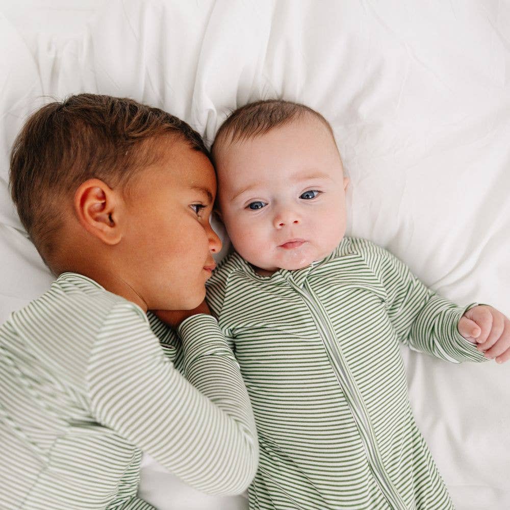 Motette - Wholesale Sleepsuit - Baby - Evergreen Stripe Bamboo Sleeper4