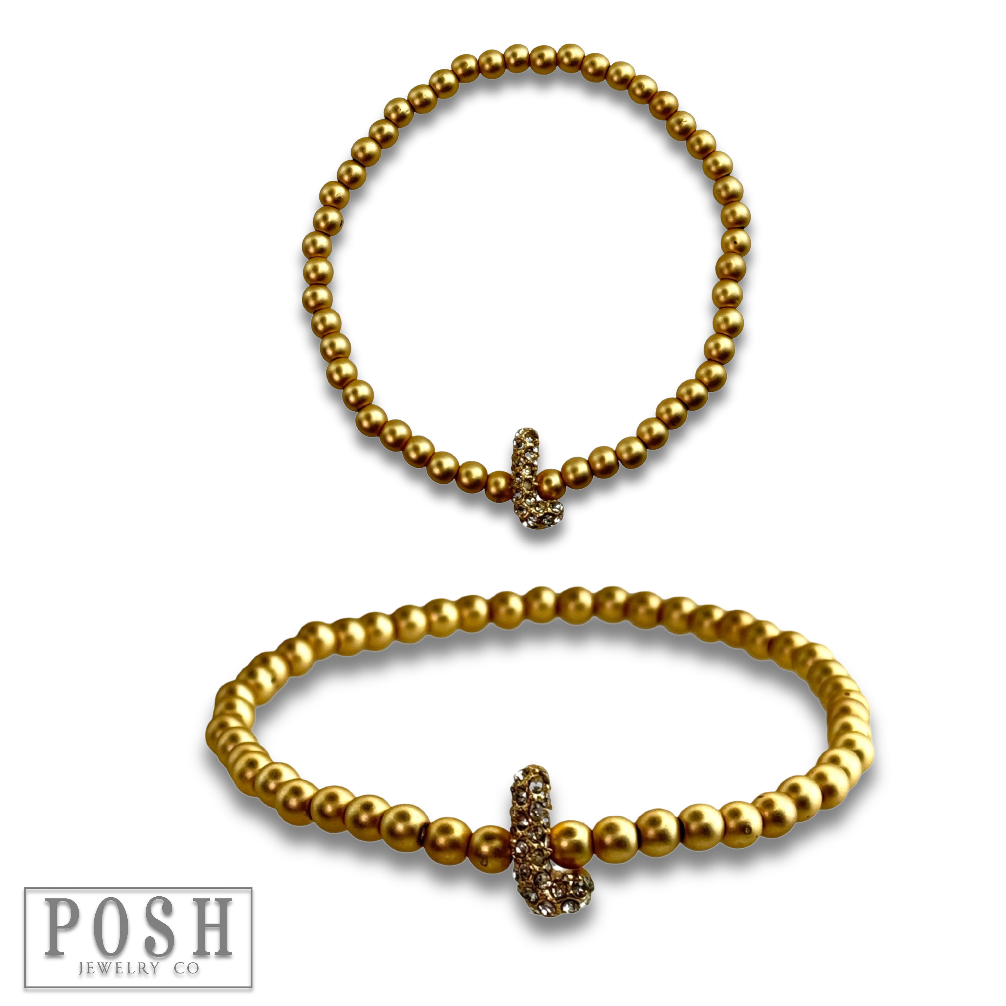 Pink Panache Brands - Wholesale Beaded Bracelet - Bead bracelet with rhinestone inital16