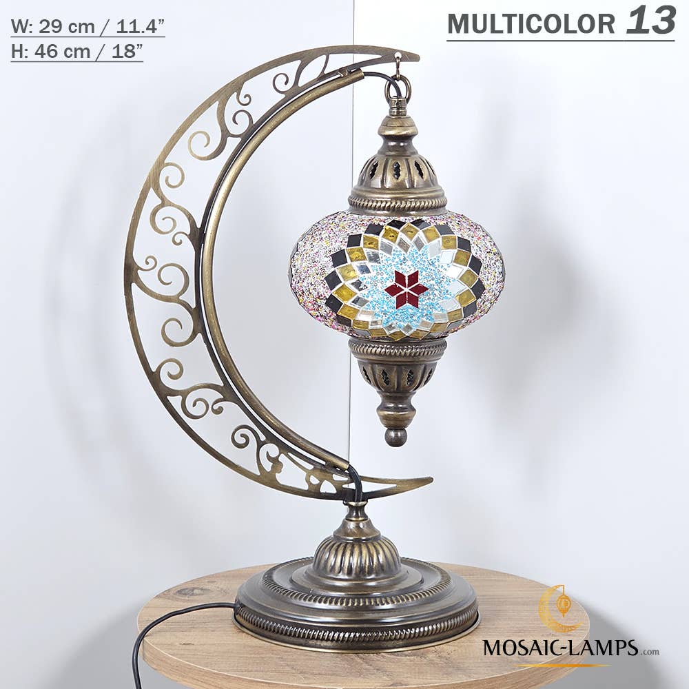 Mosaic Lamps - Wholesale Accent/Desk Lamp - 10+ Colors - Moroccan Moon Table Lamp, Arc, Murano Crescent50