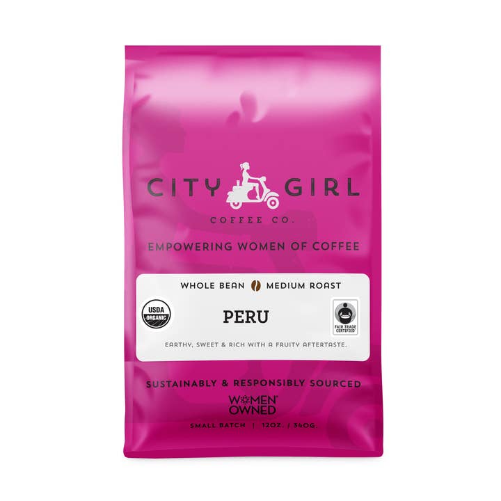 By Girl Økologisk Peru Hele Bean Kaffe for engroshandel hos City Girl Coffee