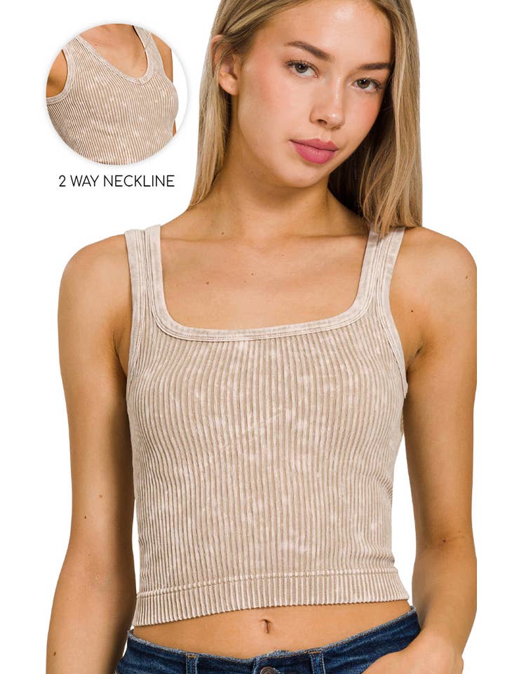 42POPS - Wholesale Tank Top - Women's - ",.._ Premium Washed Seamless 2-way Tank