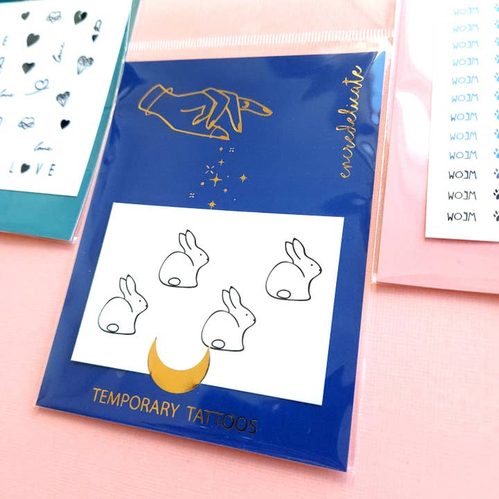 encredelicate - Vendita all'ingrosso Tatuaggi temporanei - tatuaggio temporaneo a forma di coniglio (set di 4 conigli)