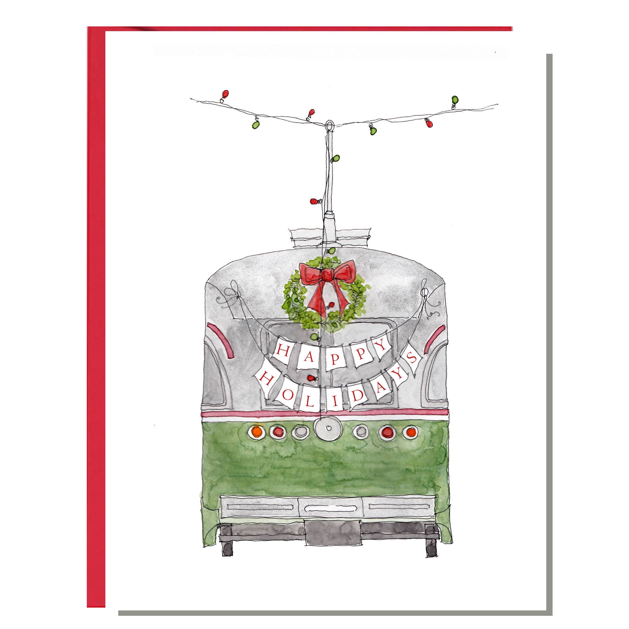 Rachelink Cards & Illustrations - Wholesale Christmas Card - Trolley Happy Holidays Card1
