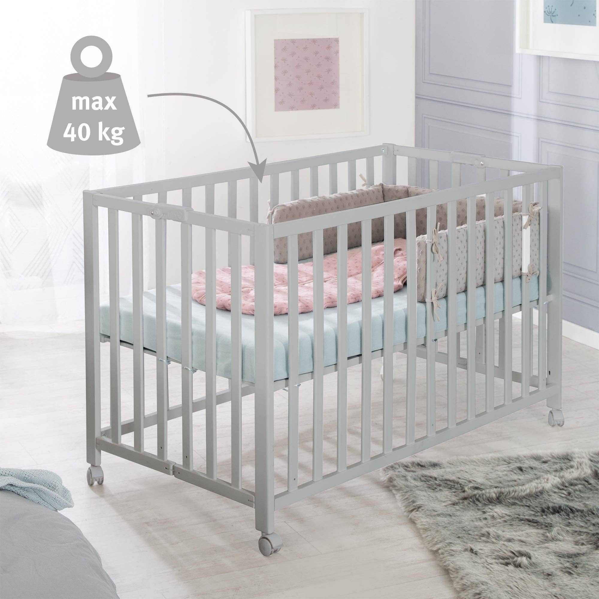 roba kids – wholesale Säng - Barn och baby – roba kids hopfällbar säng "Fold up", 60 x 120 cm, taupe trä11