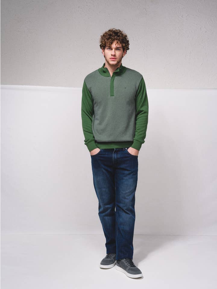 SMF - Wholesale Polo - Men's - 233009 - Bicolor polo with zip