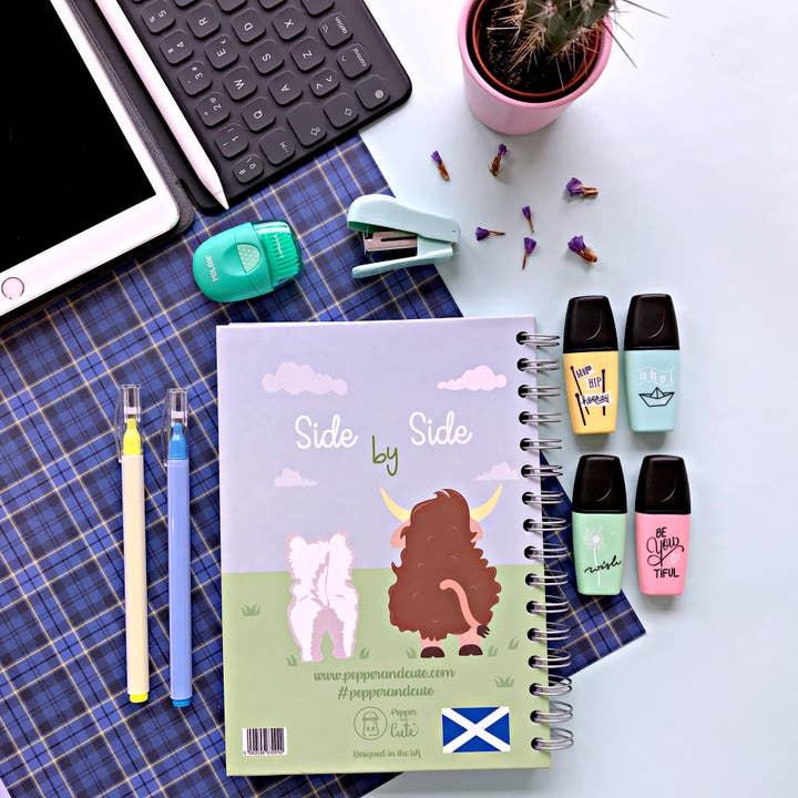 A5 schattig notitieboek - The Pretty Pals Pad - Schotse editie voor wholesale door Pepper and Cute Stationery