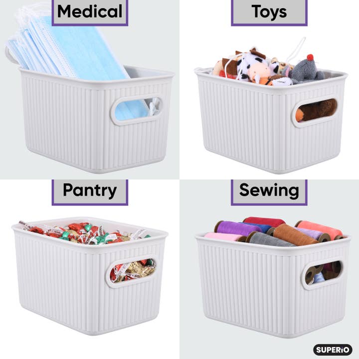 Superio Brand - Wholesale Storage Bin - Ribbed Collection Storage and Organizing Bins, 1.5 Liter-CS15