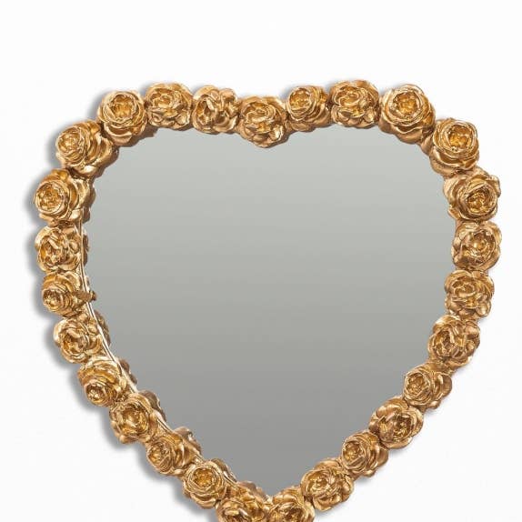 Miroir Cœur Doré avec Cadre Multi Roses pour la vente par McGowan & Rutherford Ltd