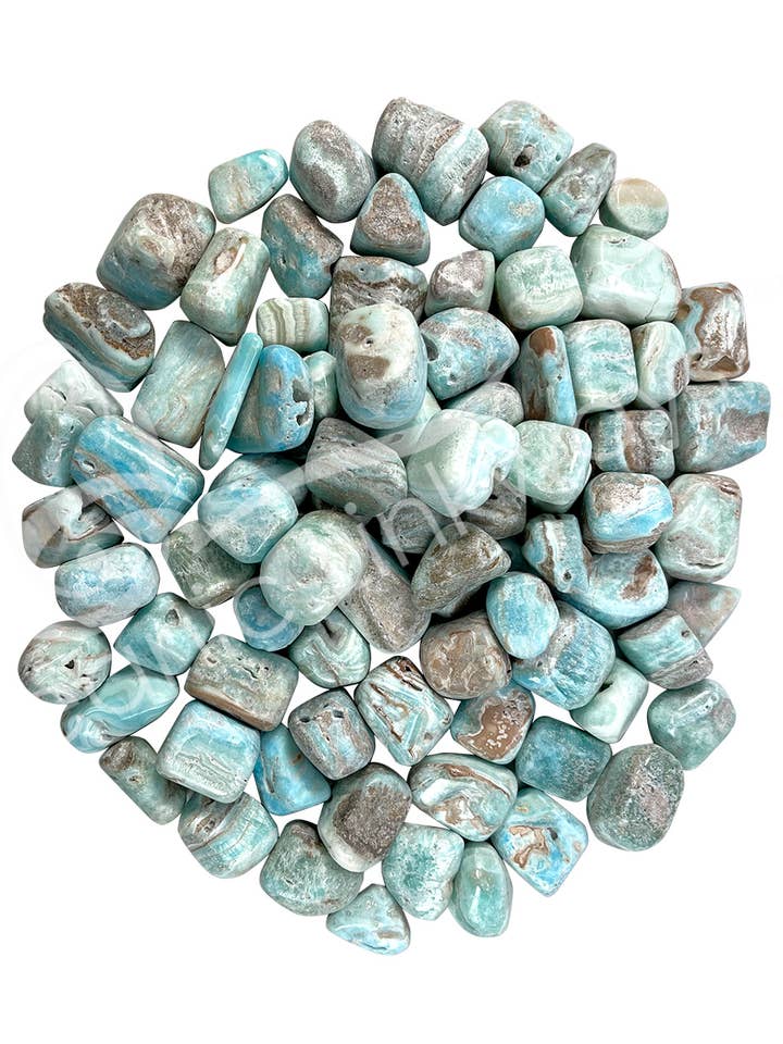 (kg) Pierres roulées - Aragonite bleue 20-40 mm pour la vente par Oceanic Linkways Inc