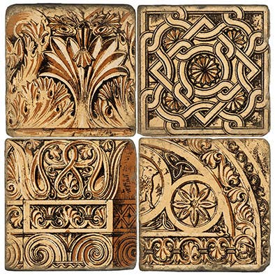 Studio Vertu - Vente Sous-verre - Motifs décoratifs - Sous-verres en marbre roulé, lot de 4