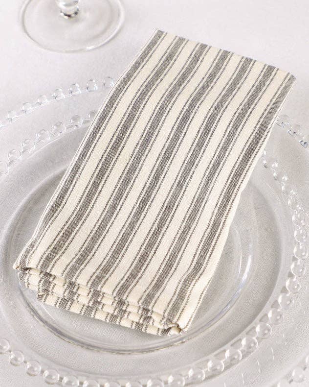 Dibor – wholesale Dinner & cloth napkin – Set of 4 Grey Stripe Fabric Napkins3