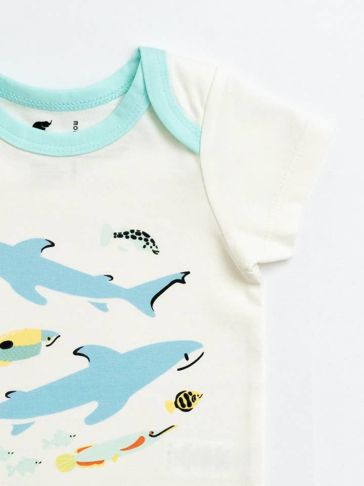 Monica + Andy - Wholesale Bodysuit (Non-Footed) - Baby - Short Sleeve Jack + Jill Bodysuit_Swimming with Sharks1