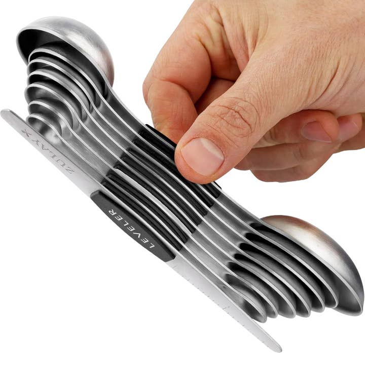 Zulay Kitchen - Wholesale Measuring Spoon - Stackable Magnetic Spoons Set of 8 - Stainless Steel