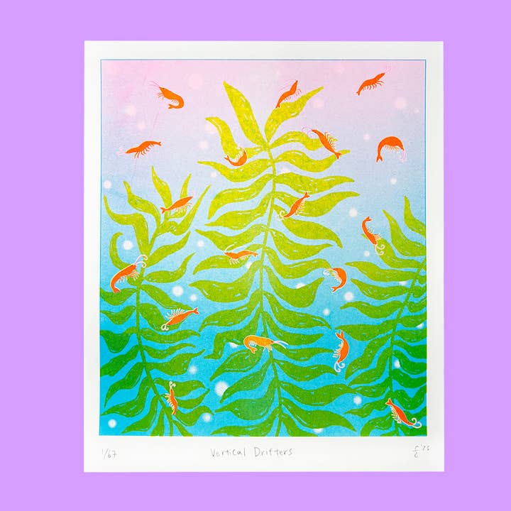 Vertical Drifters - Risograph Print for wholesale by Tamiko Sidore Studio