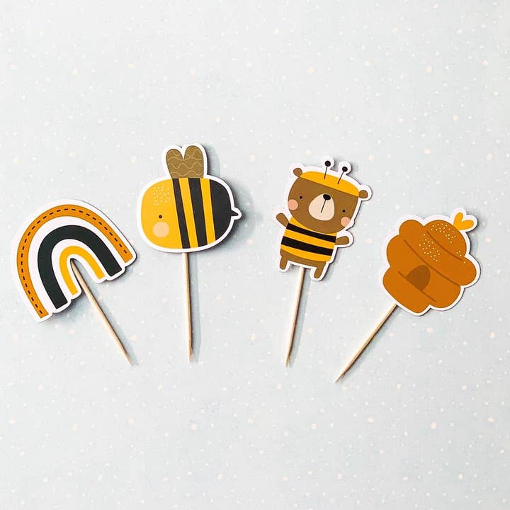 Bumble Bee Cupcake Toppers 24 Count for wholesale by Top This Party Co.