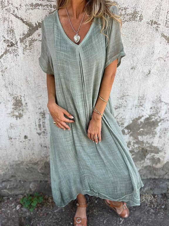 safistyle - Wholesale Dress - Women's - Flowy V-Neck Maxi Dress4