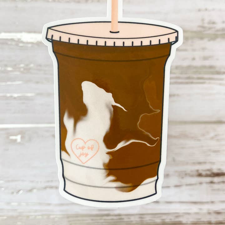 Iced Coffee Sticker | Koffiesticker | Mat weerbestendig voor wholesale door Raquel Illustration