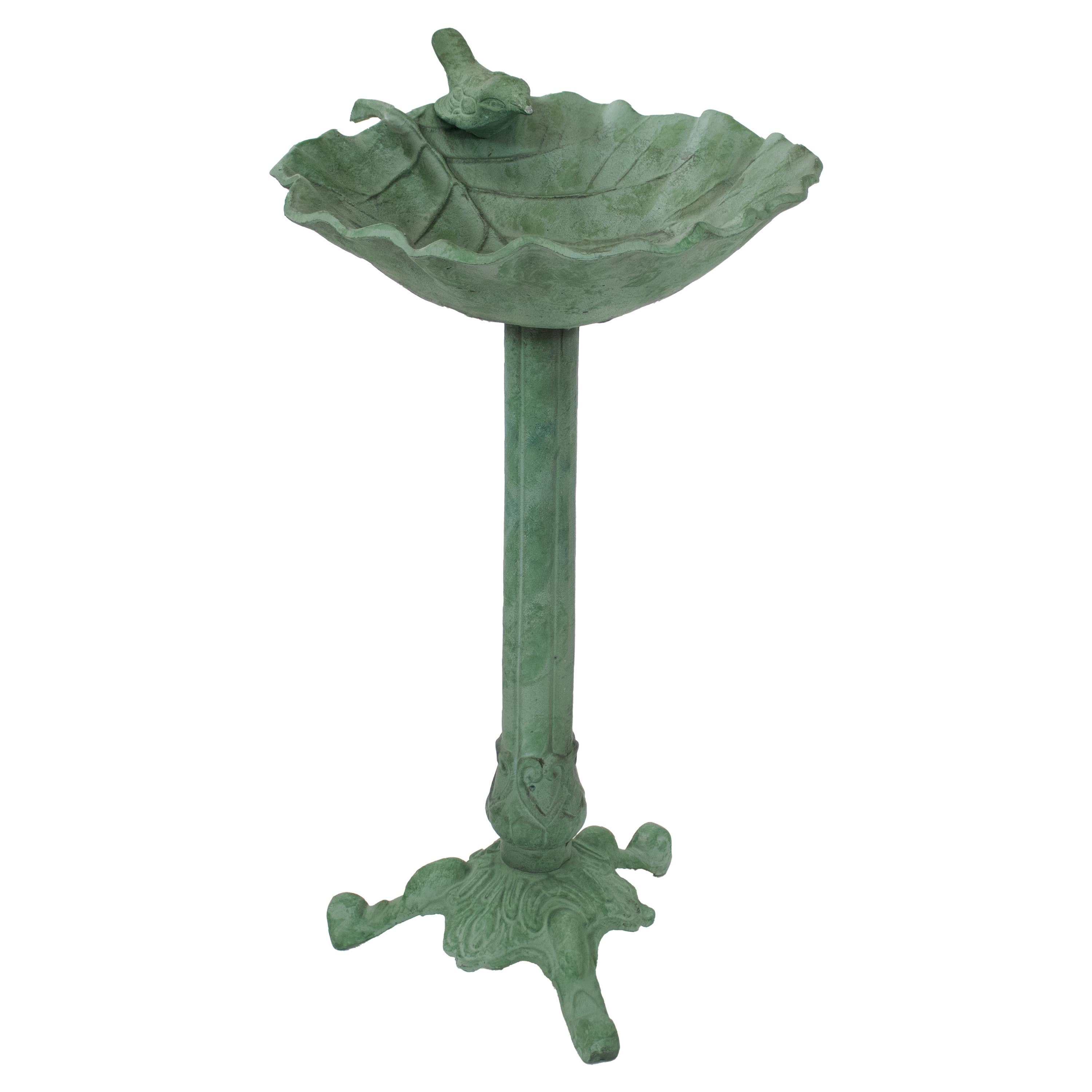Sunnydaze Decor - Wholesale Bird Bath - Autumnal Leaf Metal Bird Bath - Green Patina - 11.75-Inch1