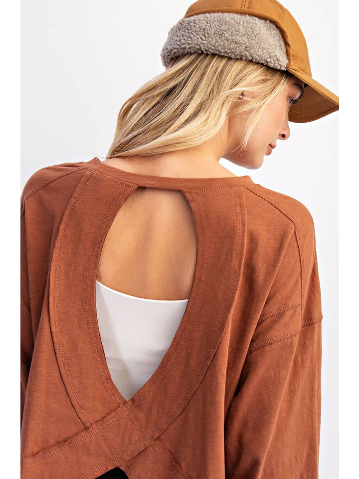 Rae Mode - Wholesale Lounge Top - Women's - COTTON SLUB OPEN BACK LONG SLEEVE TOP6