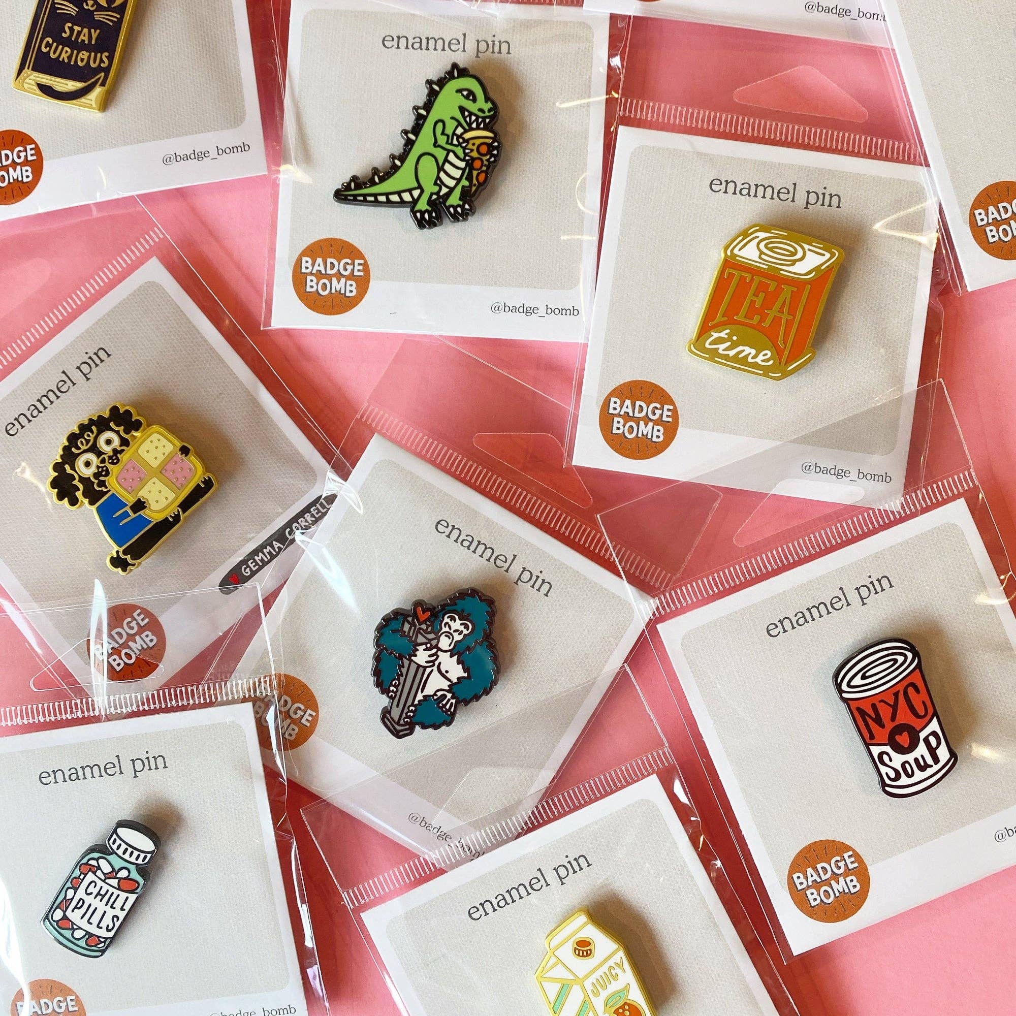 Badge Bomb - Wholesale Lapel Pin/Button - Kaiju Pizza Dragon NYC Enamel Pin1