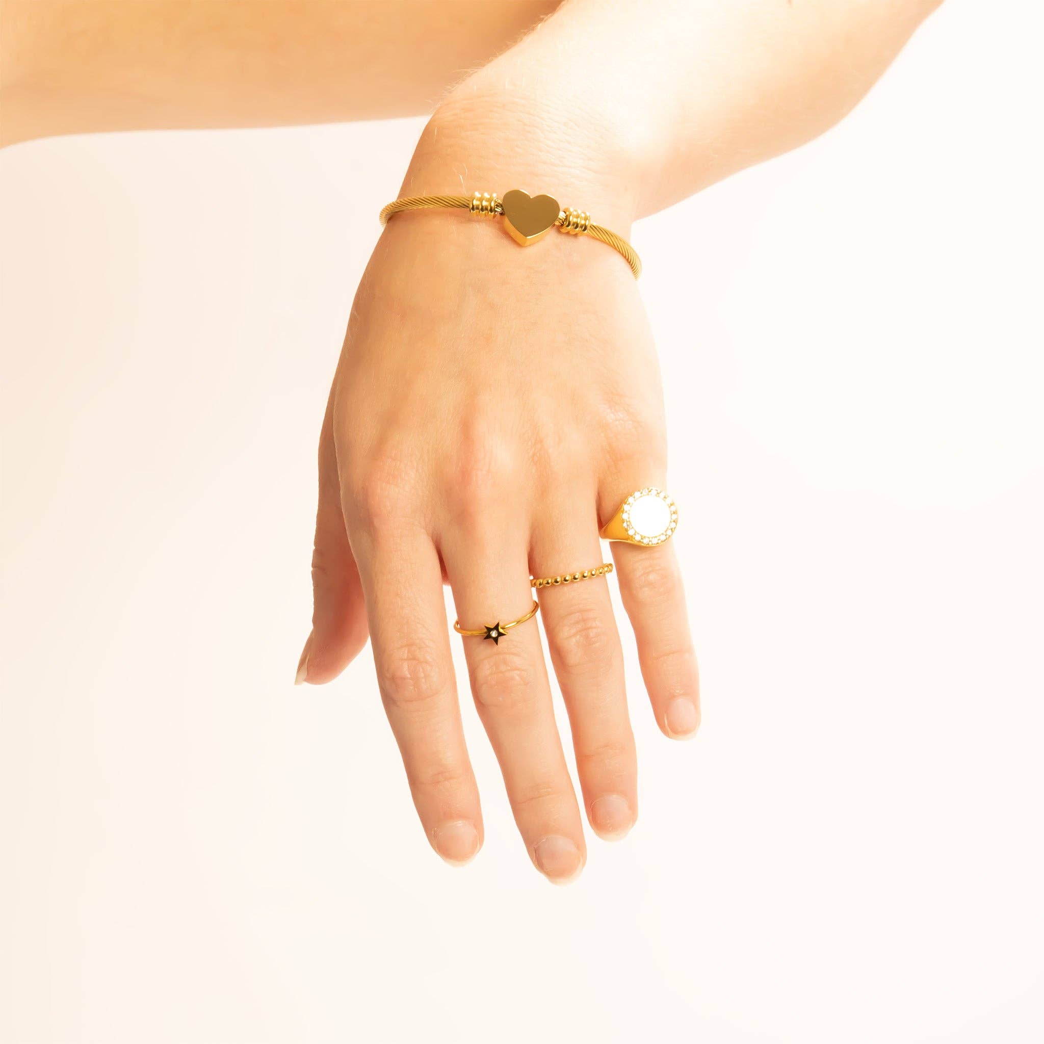 WJW - Vendita all'ingrosso Anelli con sigillo - Anello con Sigillo in Acciaio Inossidabile PVD Oro 18K con Pietre6