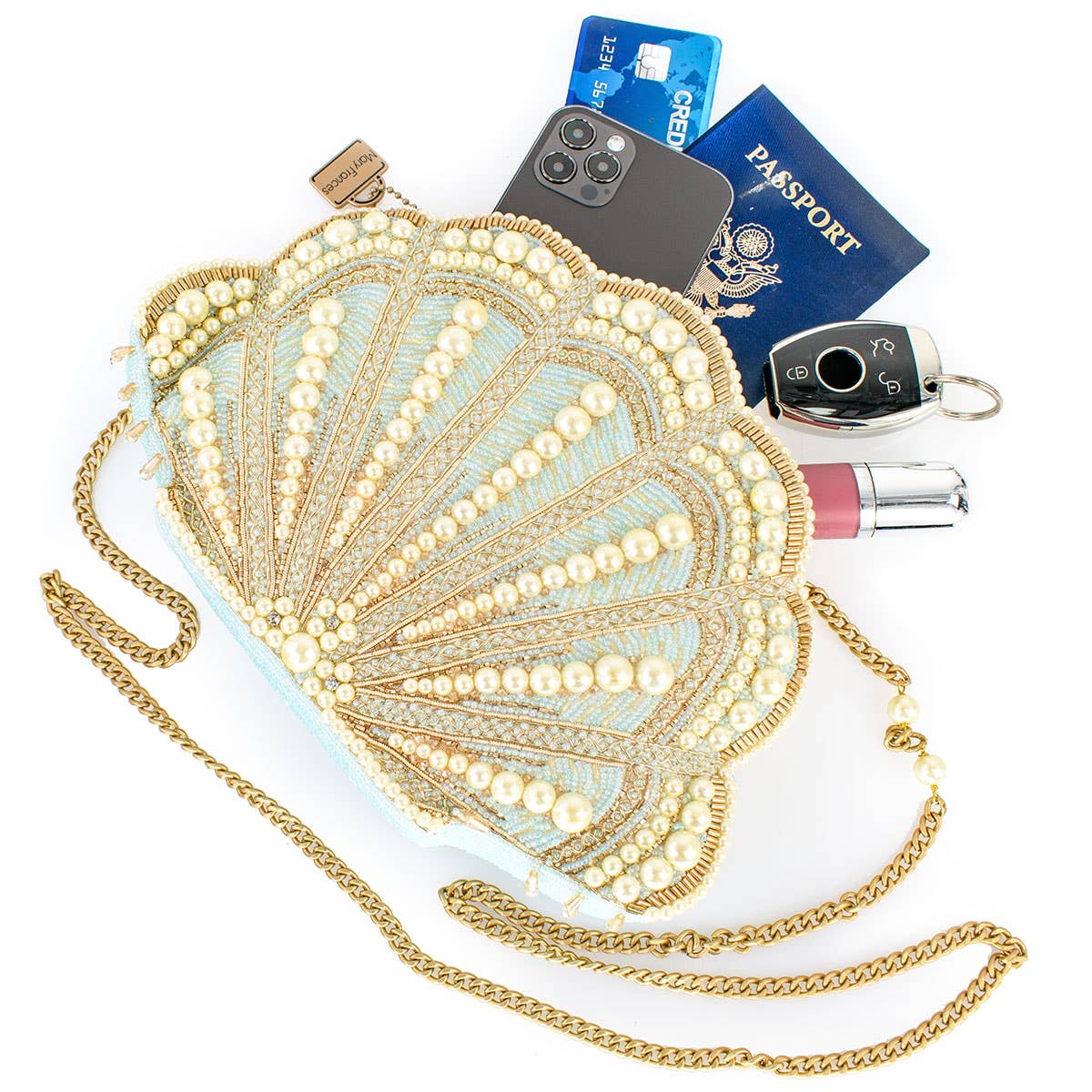 Mary Frances Accessories - Wholesale Crossbody Bag - Women's - Seaside Luxury Pearl and Beaded Shell Crossbody Handbag7