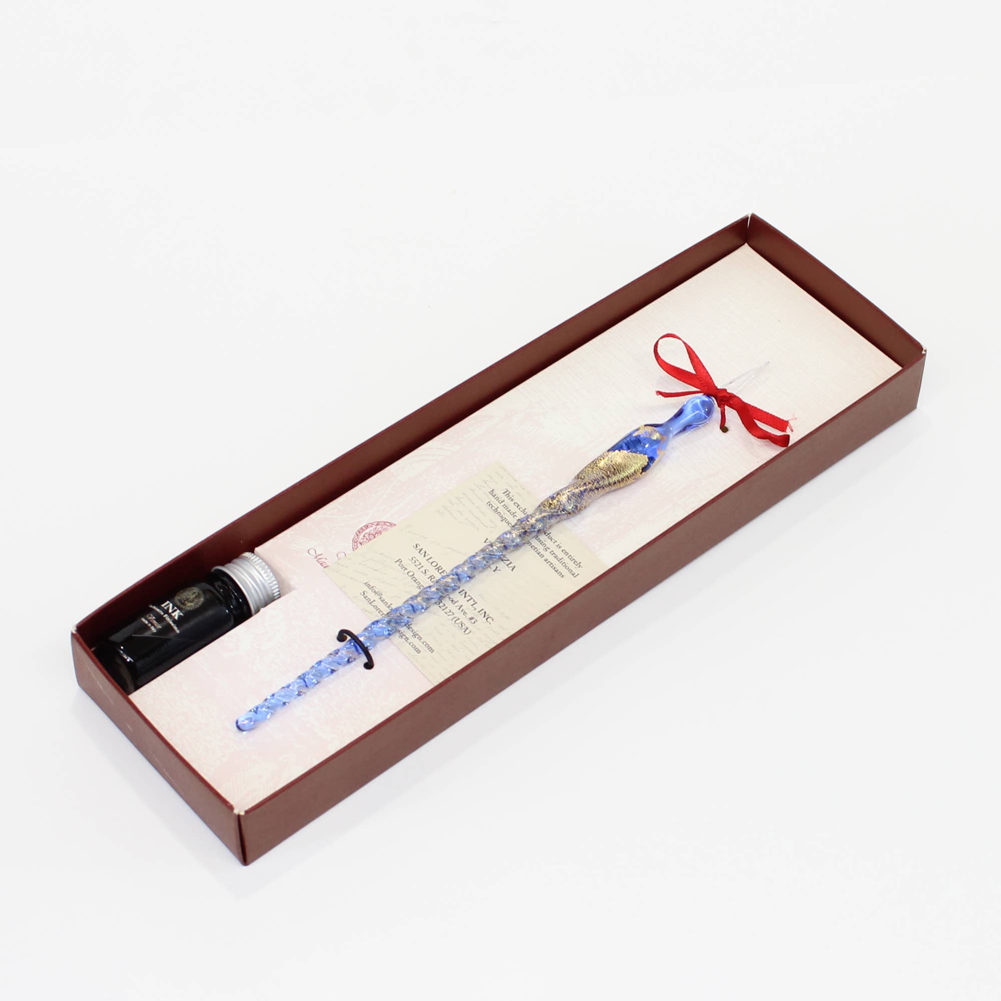 San Lorenzo Design - Wholesale Pen - Murano Glass Pen with Gold Leaf, Classic Writing Instrument2