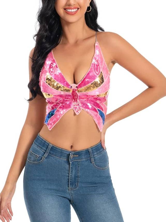 SugarQuoteMeNot LLC - Wholesale Costume – Women's - Light up Butterfly Sequin Top1