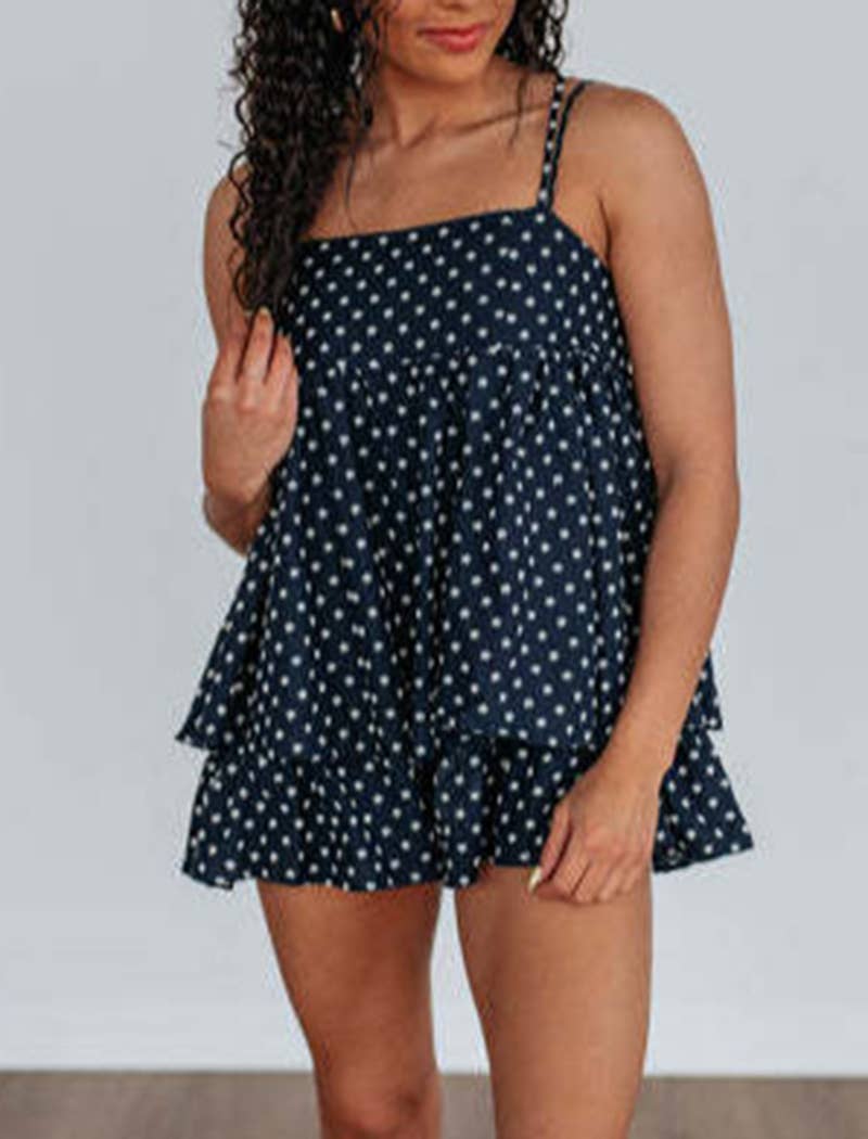 BLUE Floral Print Sleeveless Romper for Casual Outings for wholesale on Faire2