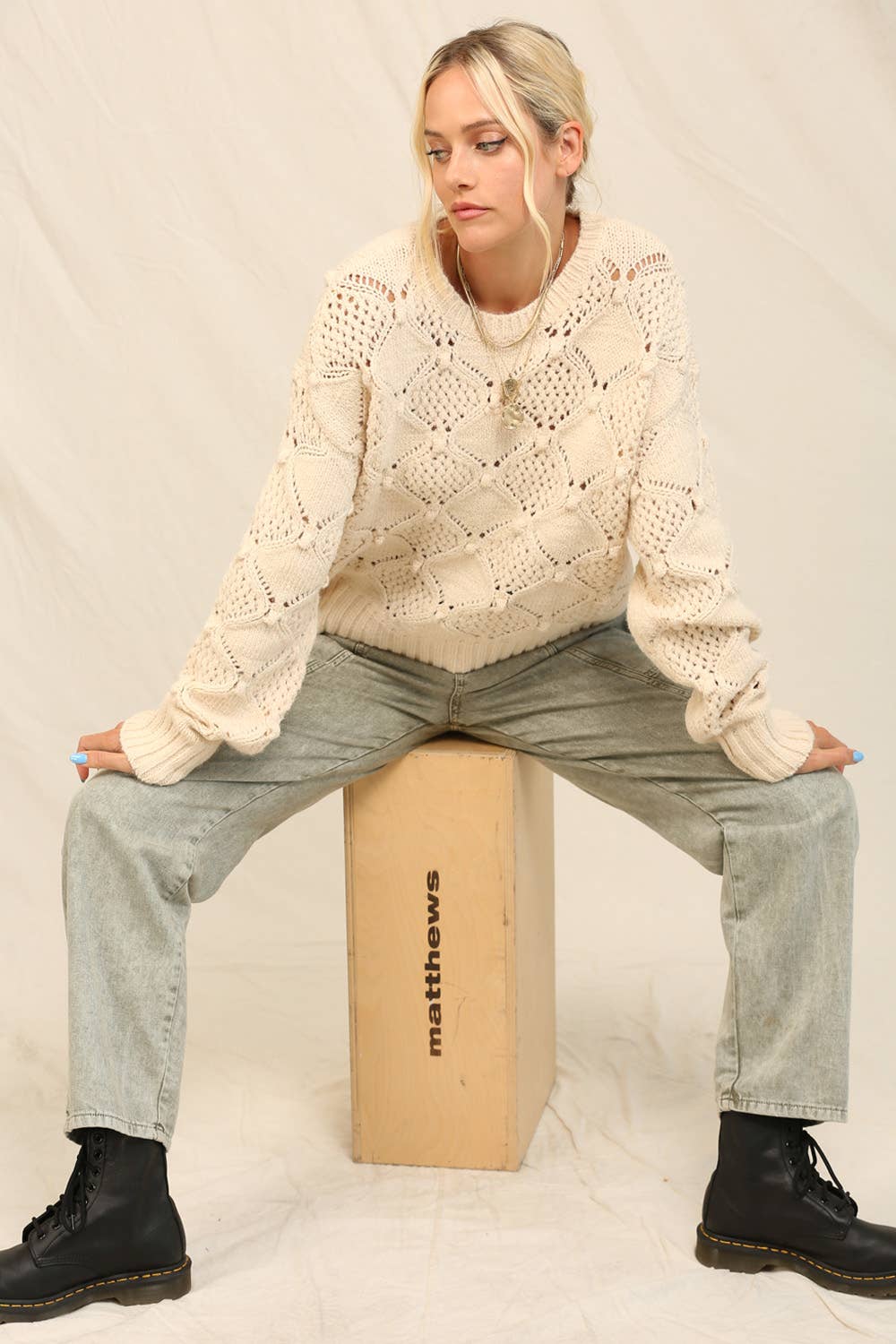 KyeMi - Wholesale Knit Sweater - Women's - The Crewneck Sweater Airy Open Stitching6