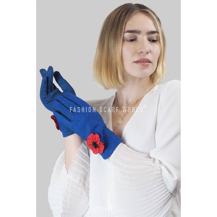 Fashion Scarf World - Vente Gants – femme - Gants à écran tactile 3D en forme de fleur de pavot19