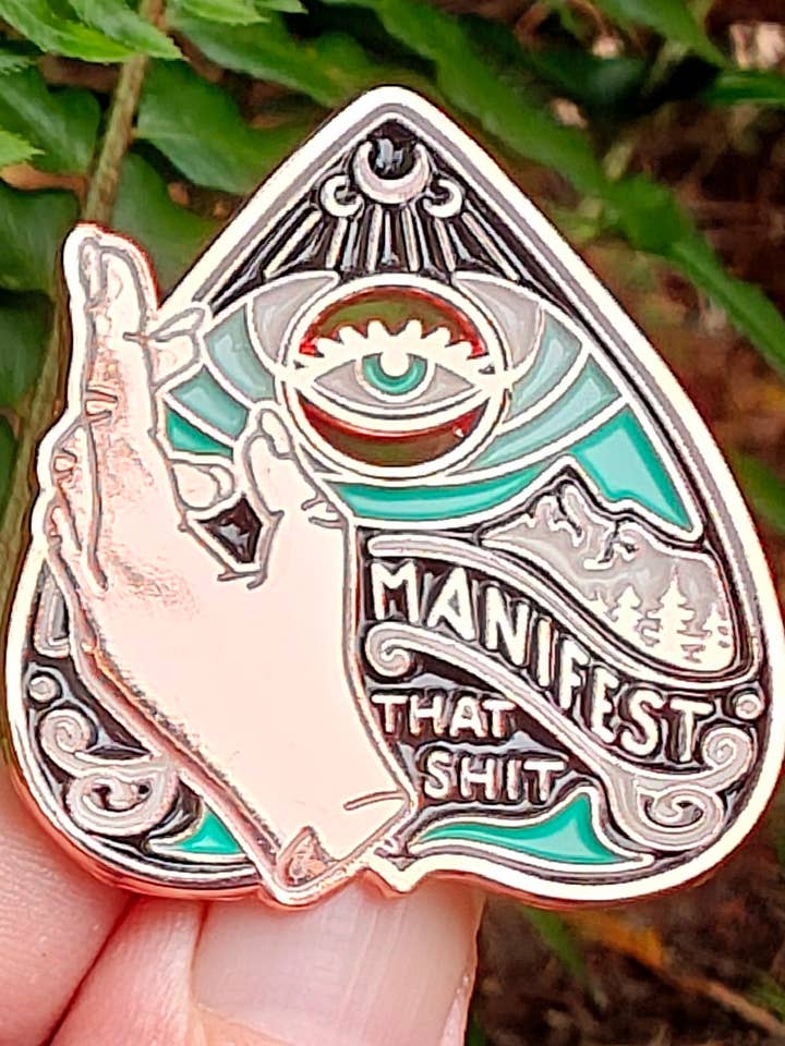 Manifest That Shit - Enamel Pin - Rose Gold Tarot Ouija Eye for wholesale by Crafted from Scratch