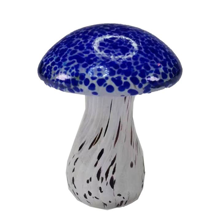 4.5" Blue Glass Mushroom Figure / Paper Weight - 740 g for wholesale by CB Home Collection