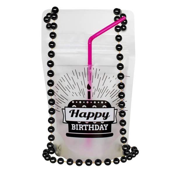 NeckSip - Wholesale Party Favor - Happy Birthday - Wearable Drink Pouches (12 oz | 2-pack)