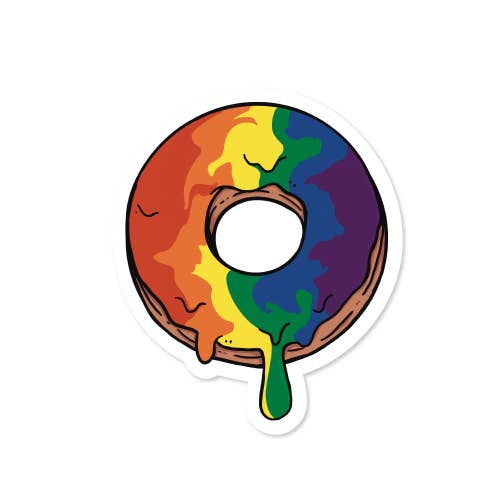 Subtle LGBTQ+ Pride Donut Vinyl Sticker for wholesale by Campfires & Coffee