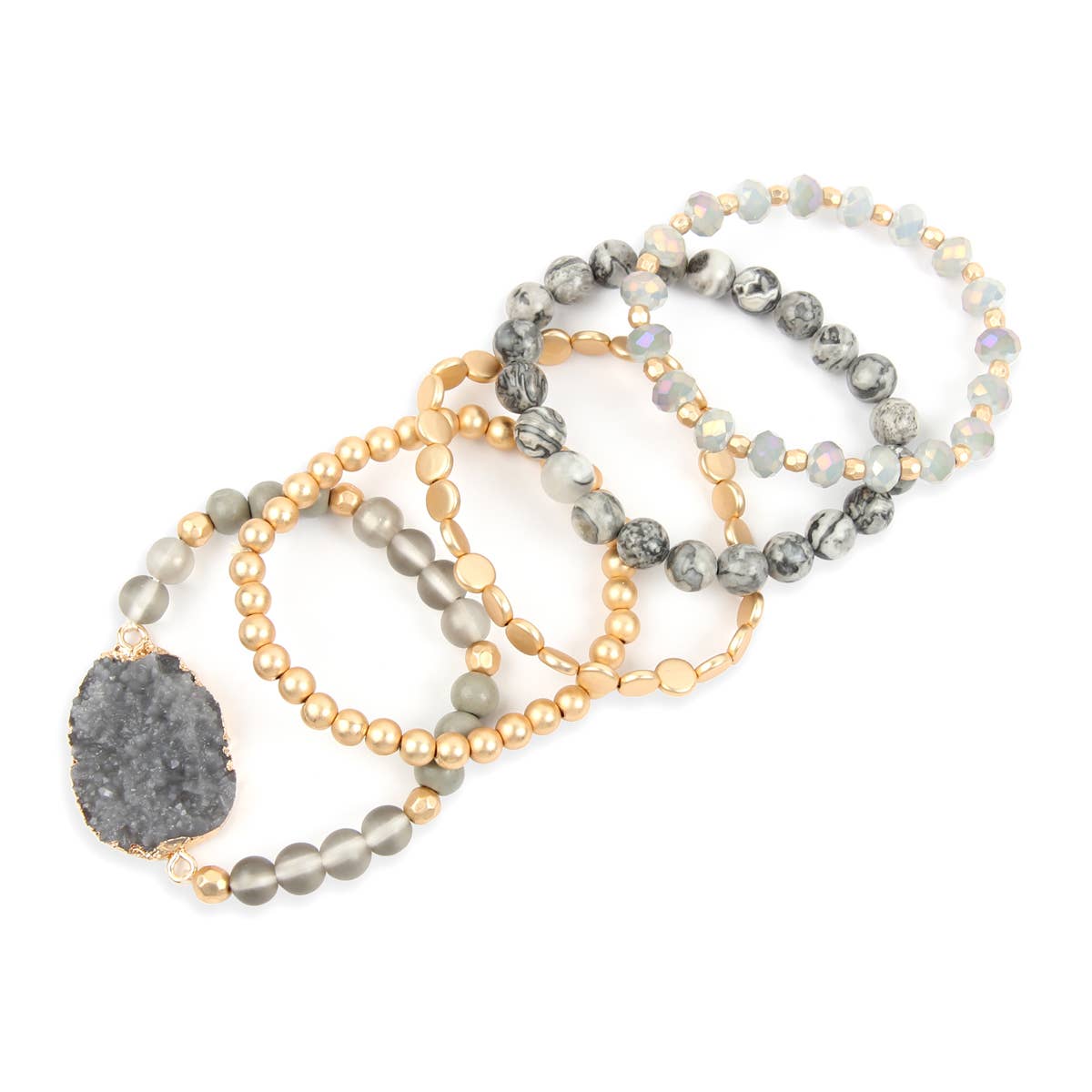 MYS Wholesale Inc - Wholesale Charm/Dangle Bracelet - Druzy Charm Mixed Bracelet Set5