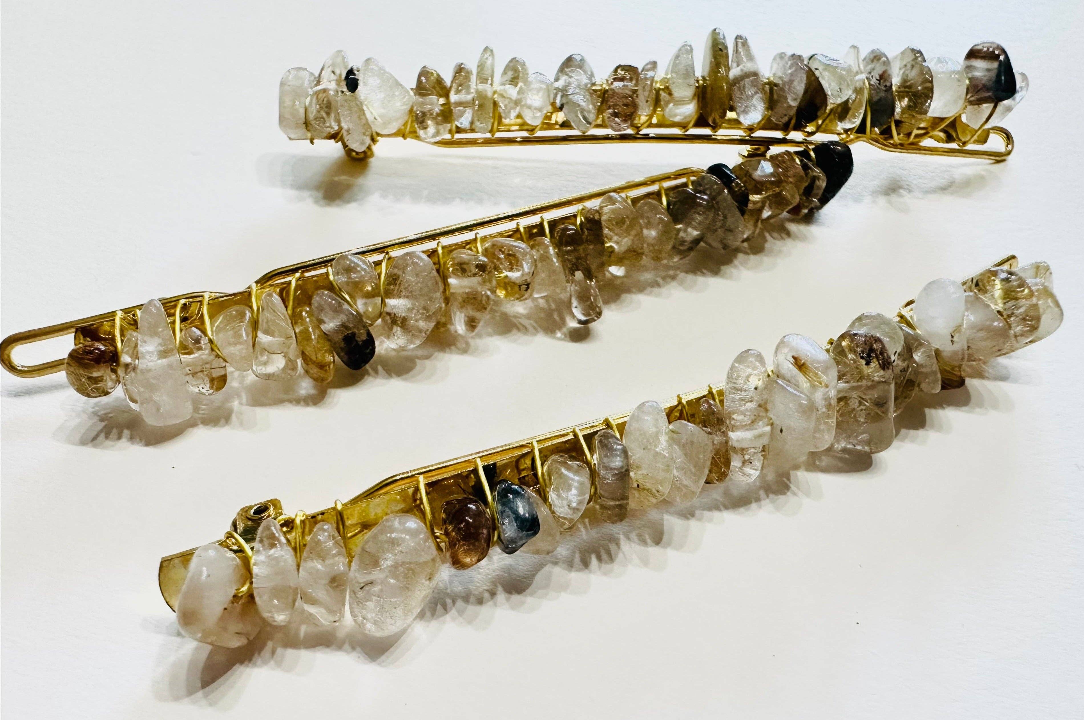 Gold-Rutilquarz Lorena Gold Haarspangen aus Rutilquarz, Halbedelstein für den Großhandel auf Faire1