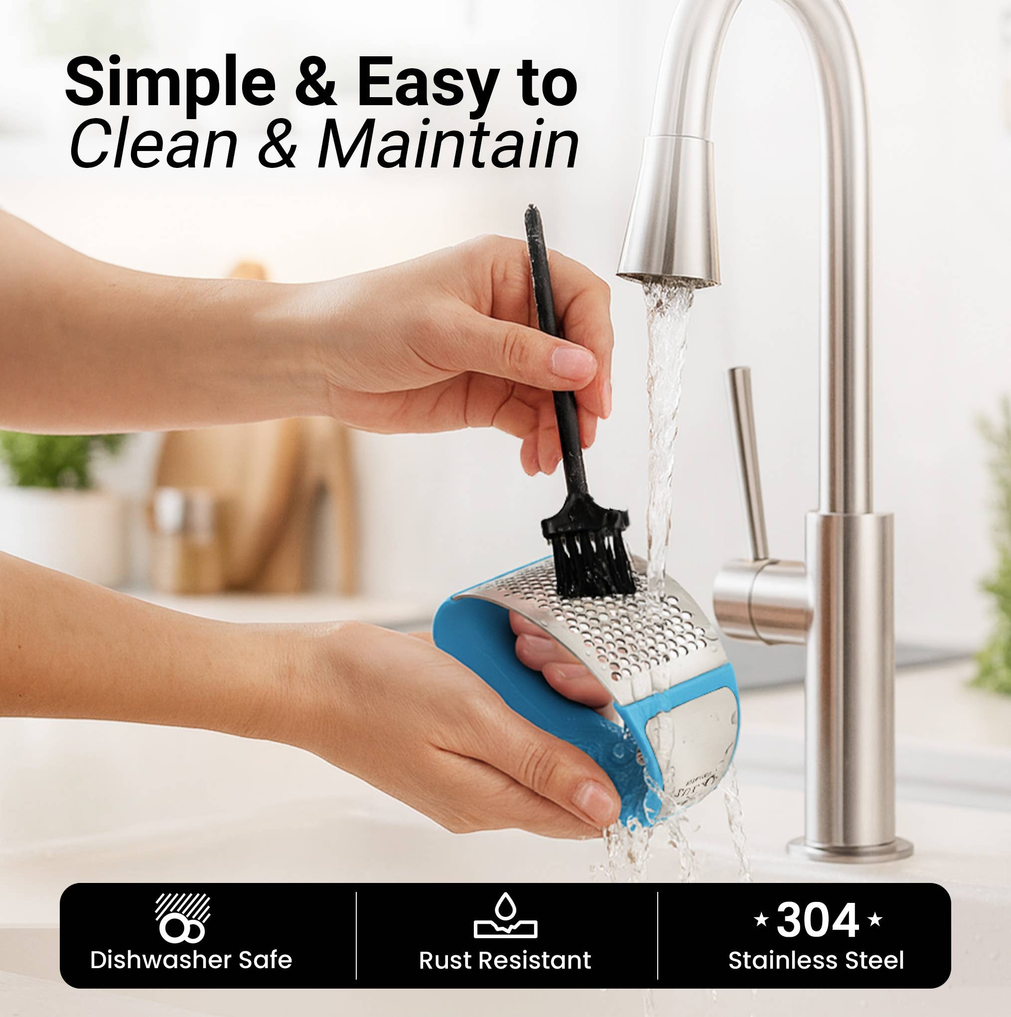 Zulay Kitchen – wholesale Kitchen tool/gadget – Garlic Press Rocker With Silicone Peeler & Scraper Set14