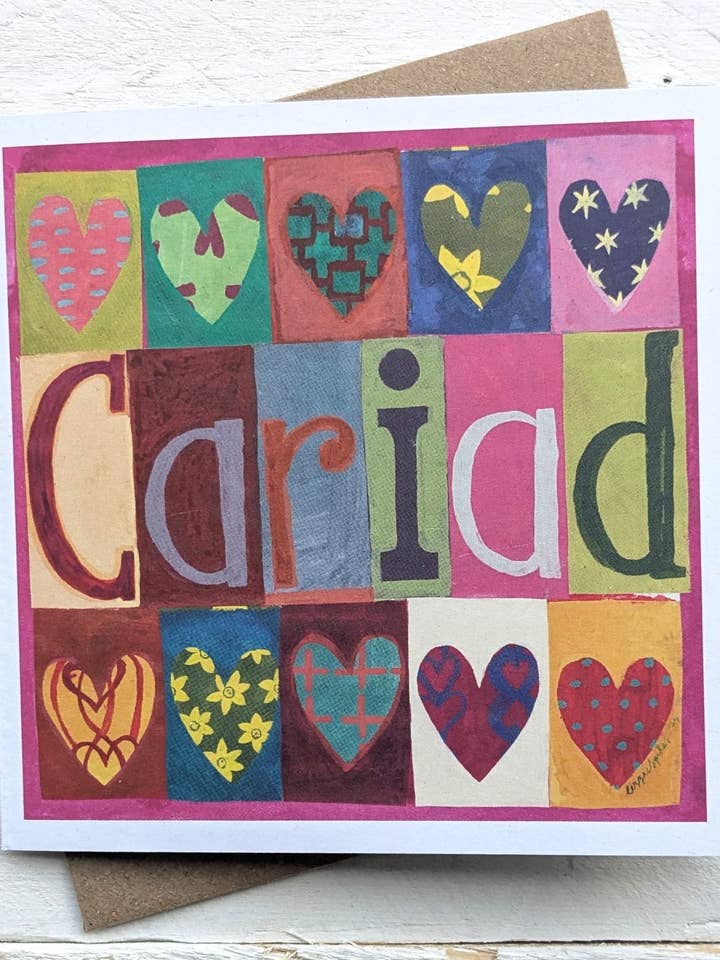 Cariad Collage Small Square Greetings Card for wholesale by Driftwood Designs