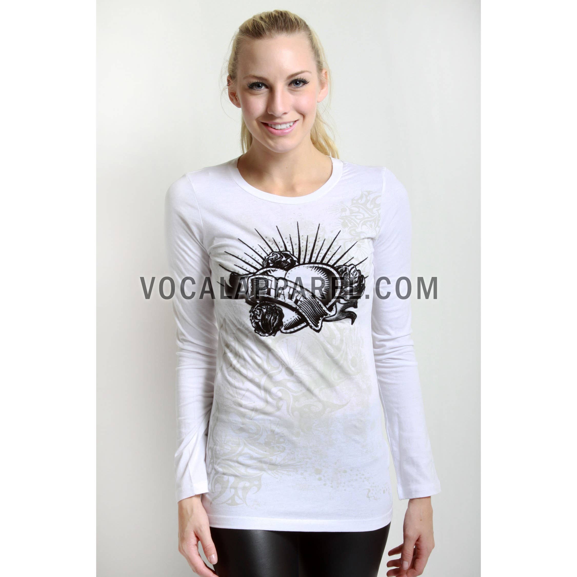 VOCAL - Wholesale Blouse - Women's - PRINTED RHINESTONE LONG SLEEVE KNIT TOP2