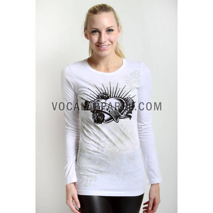 VOCAL - Wholesale Blouse - Women's - PRINTED RHINESTONE LONG SLEEVE KNIT TOP2