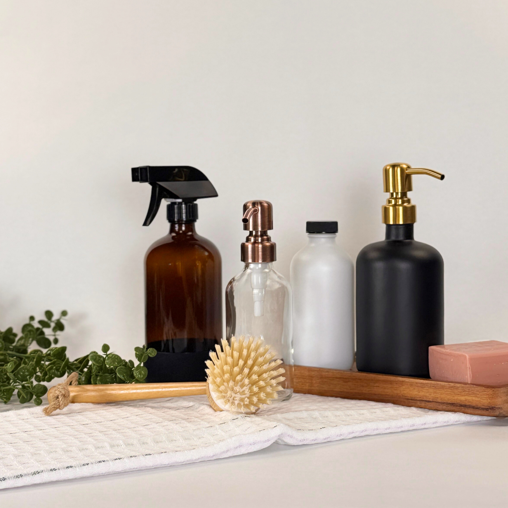 The Bottle Shoppe – wholesale Tvåldispenser – Bärnstensfärgad glasdispenser - 8oz eller 16oz10