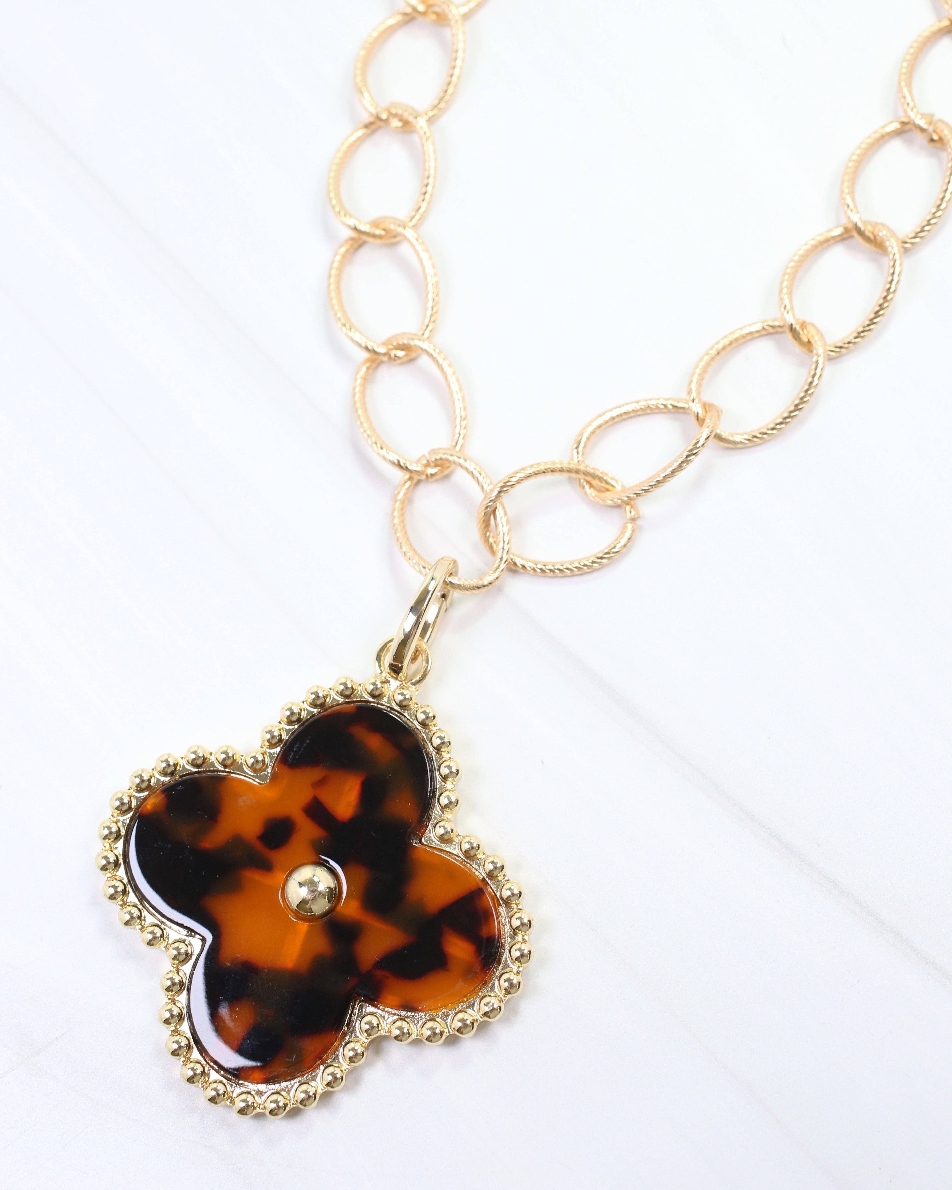 Caroline Hill - Wholesale Individual Charm/Pendant - Gina Large Clover Charm Tortoise