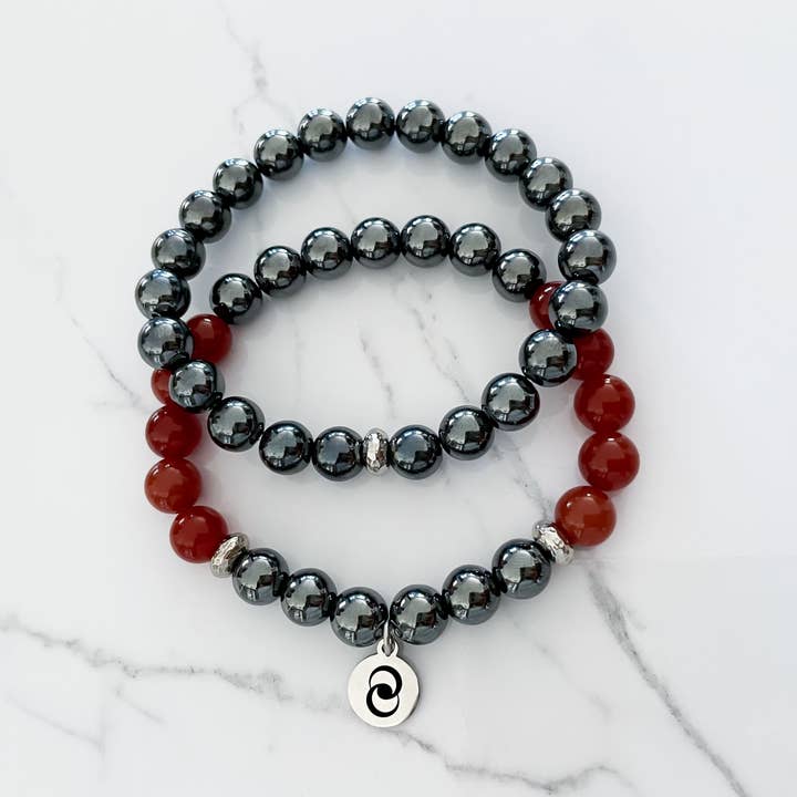 Inspiration & Motivation Crystal Bracelet Hematite Stack for wholesale by everlur