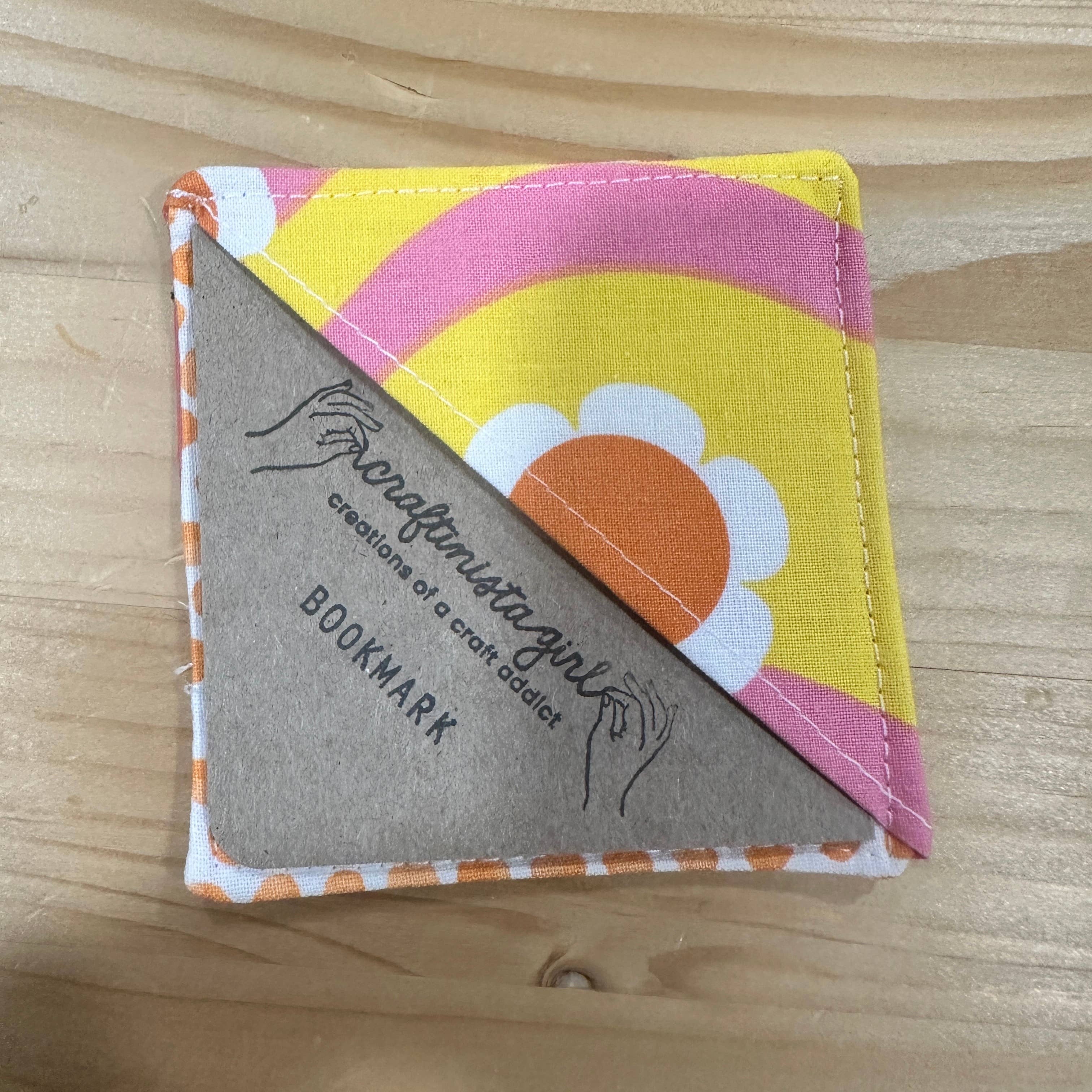 Craftinista Girl - Wholesale Bookmark - Assorted Patterns Fabric Slide Over Corner Bookmark1