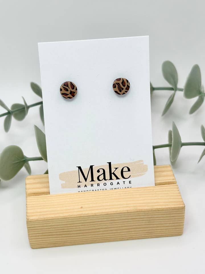 Tan Leopard - Dot Stud for wholesale by Make Harrogate