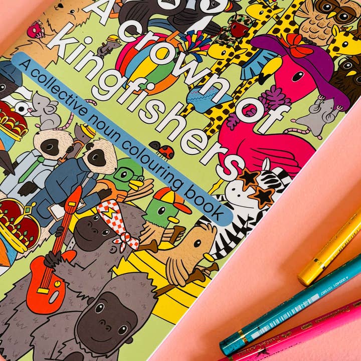Pixiecraft - Wholesale Coloring & Activity Book - Kids & Baby - A crown of kingfishers: A collective noun colouring book3